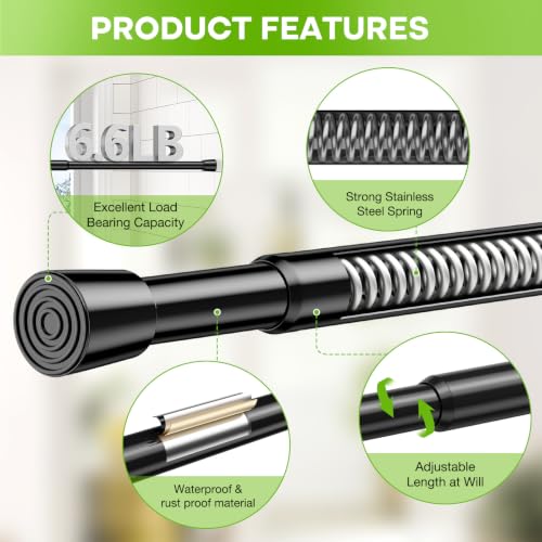 Adjustable Spring Tension Curtain Rods - 2 Pack, 17-41 Inch Black
