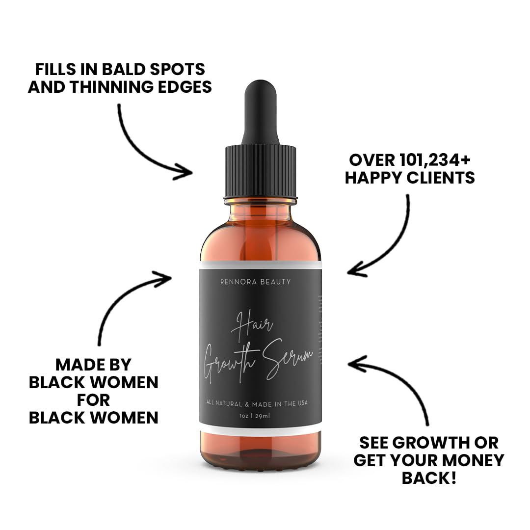 Rennora Hair Growth Serum with Organic Herbs and Natural Vitamins, Peppermint Oil, Stinging Nettle, and Rosemary Oil, No Chemicals, Formulated for Hair Regrowth (2 Pack - 60 Day Supply)