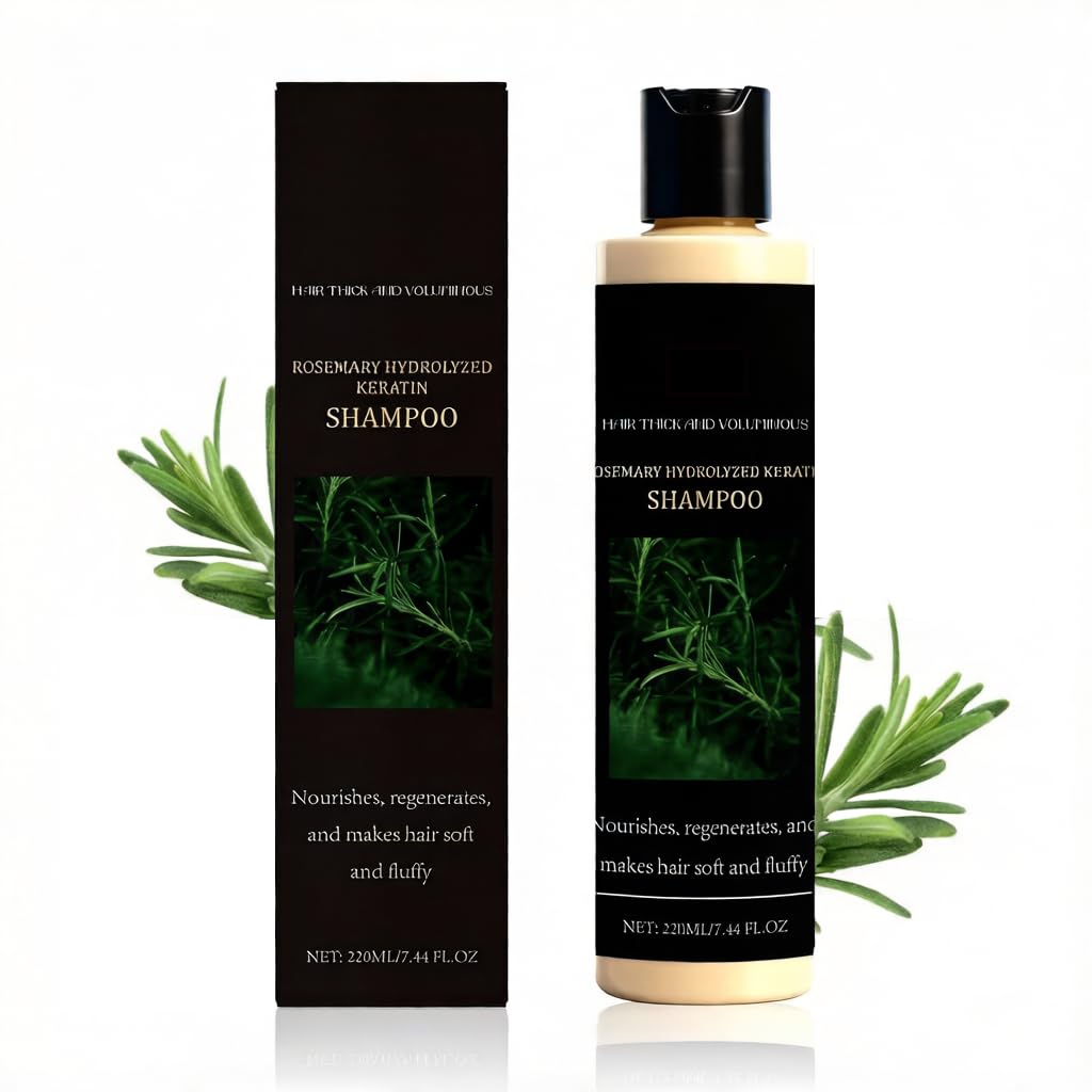 Organic Rosemary Hair Growth Shampoo for Thinning Hair & Hair Loss, Sulfate Free Volumizing with Hydrolyzed Keratin, Repairs Dry Damaged Strands & Scalp for Men & Women 7.4 fl oz