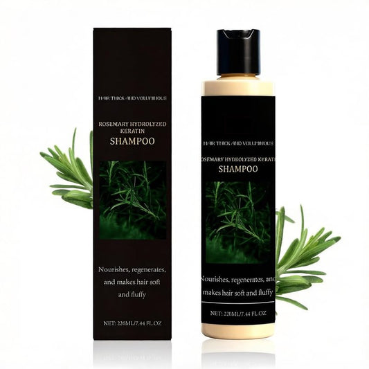 Organic Rosemary Hair Growth Shampoo for Thinning Hair & Hair Loss, Sulfate Free Volumizing with Hydrolyzed Keratin, Repairs Dry Damaged Strands & Scalp for Men & Women 7.4 fl oz