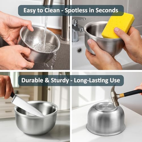 GRUTTI Stainless Steel Shaving Bowl 4.53 Inch - Eco-Friendly & Durable