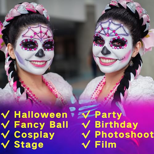 MEICOLY Black & White Face Body Paint Stick Set with Sponges & Setting Powder for Halloween & SFX Makeup