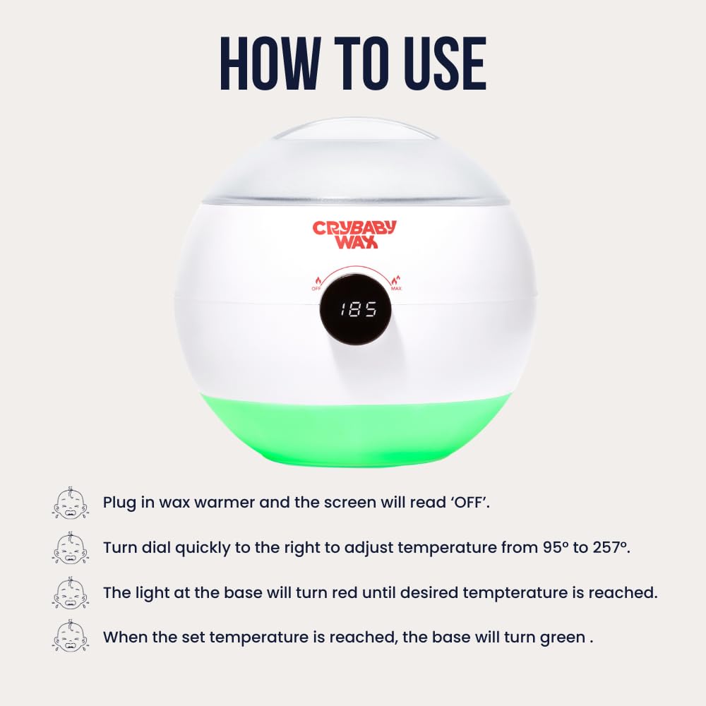 Crybaby Wax The Meltdown Machine Wax Warmer | Digital Temperature Display, 17 oz Hard or Soft Wax Capacity, Fast-Heating Wax Pot with Removable Silicone Liner