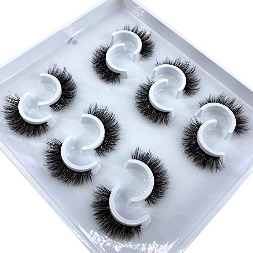 HBZGTLAD MDF-10 6 Pairs Natural Faux Mink 3D False Eyelashes Pack
