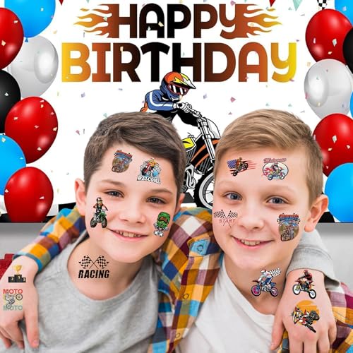 CAVALATAT 50 PCS Motocross Temporary Tattoos for Kids' Parties