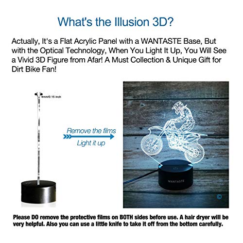 WANTASTE 3D Motocross Lamp with Remote - Color Changing Nightlight