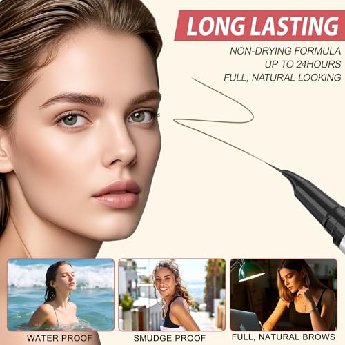 LAVONE Waterproof Eyebrow Pen Kit Dark Brown - Microblading & Pomade Makeup Set