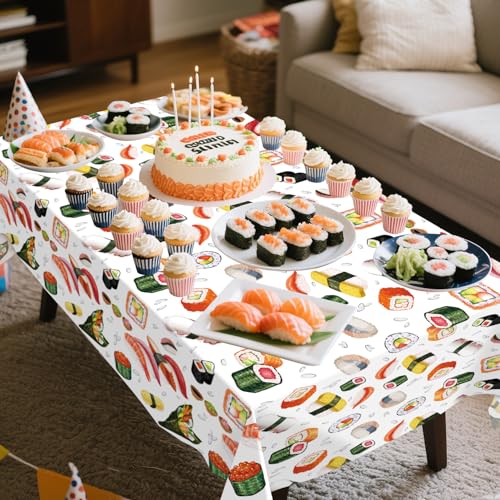 Sushi Party Table Covers - 4 Pack, 52 x 86 Inch Waterproof Decor