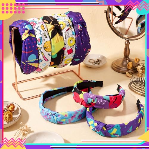 80s 90s Neon Knotted Headbands for Women - 8 Unique Styles