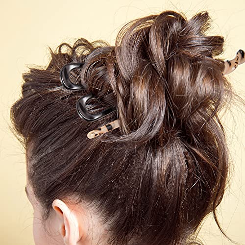 Syhood 6-Piece Tortoise & Leopard Pattern Hairpins Hair Forks for Women