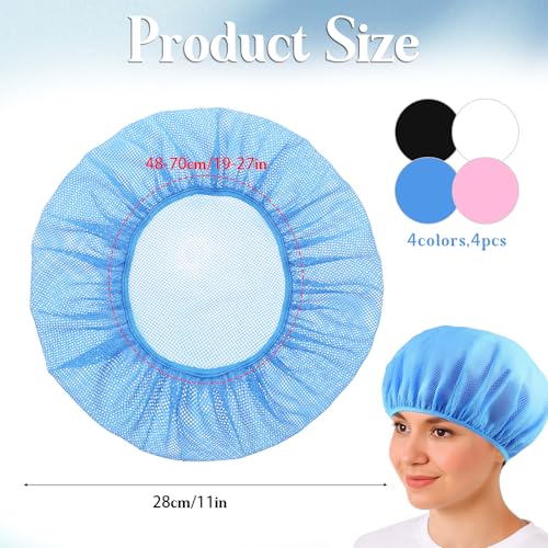 4 Pack Mesh Sleep Bonnets for Women - Soft, Breathable Hair Nets