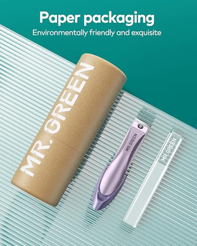 MR.GREEN Purple Nail Clippers Set with Nail File - Anti Splash, Medical Grade Stainless Steel