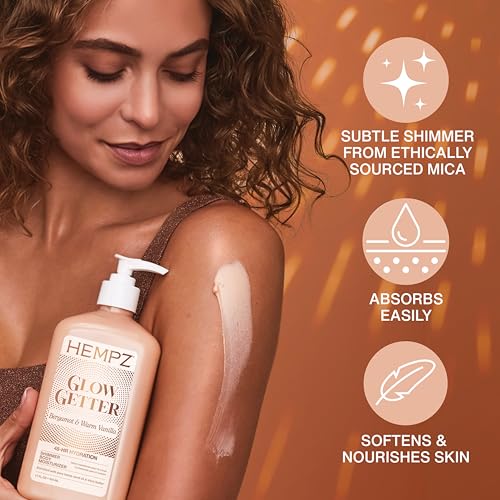 Hempz Glow Getter Moisturizing Body Lotion - Bergamot & Warm Vanilla, 17 Fl Oz