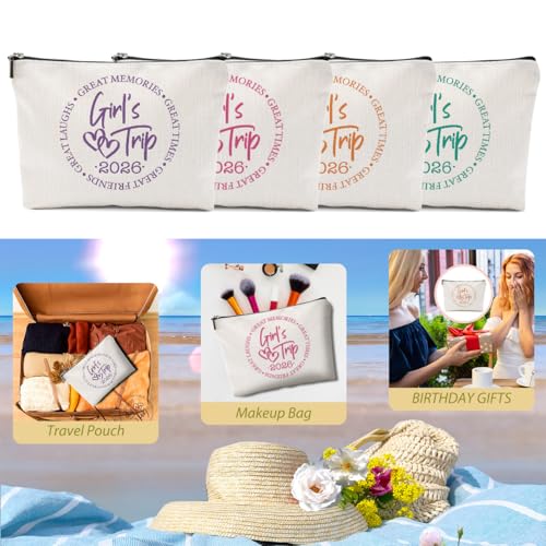 Cotton Linen Makeup Bag - Travel Toiletry Organizer & Gift for Women