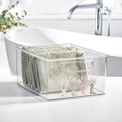 iDesign Clear Bathroom Organizer Bin - Cowgirl Print, Stackable
