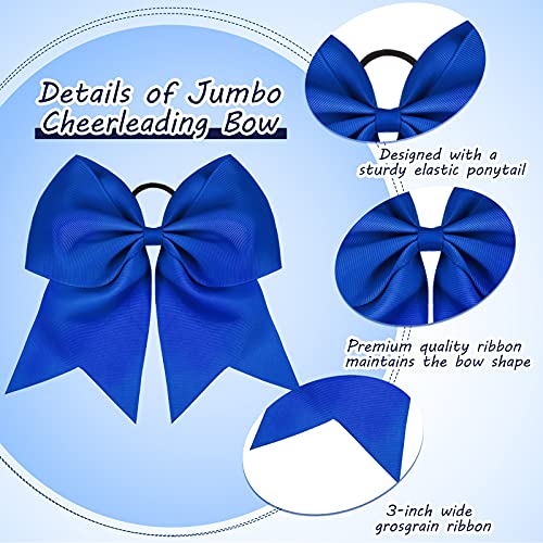 2 Packs 8-Inch Jumbo Cheerleading Hair Bows for Girls - Blue