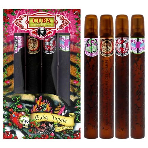 Cuba Jungle 4-Piece Women's Eau de Parfum Gift Set - Cigar Bottle Sprays