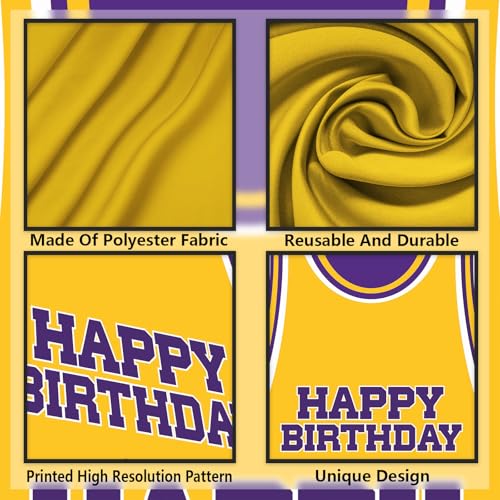 24th Birthday Basketball Banner Backdrop - Purple & Gold Decor