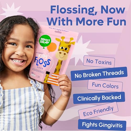 SmartLifeco Kids Floss Picks Pack of 300 Unflavored, Eco-Friendly Straw Wheat Dental Floss for Toddler Teeth, PFA & Fluoride Free, No Shred Thread