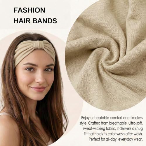 YONUF Wide Headbands for Women 6-Pack - Knotted, Breathable & Comfortable