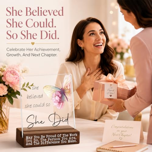 Inspirational Butterfly Desk Decor - She Believed She Could Gift