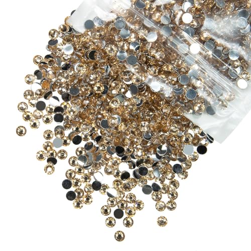 Qiipii Champagne Gold 5mm Crystal Rhinestones Bulk for Nails Makeup Crafts SS20