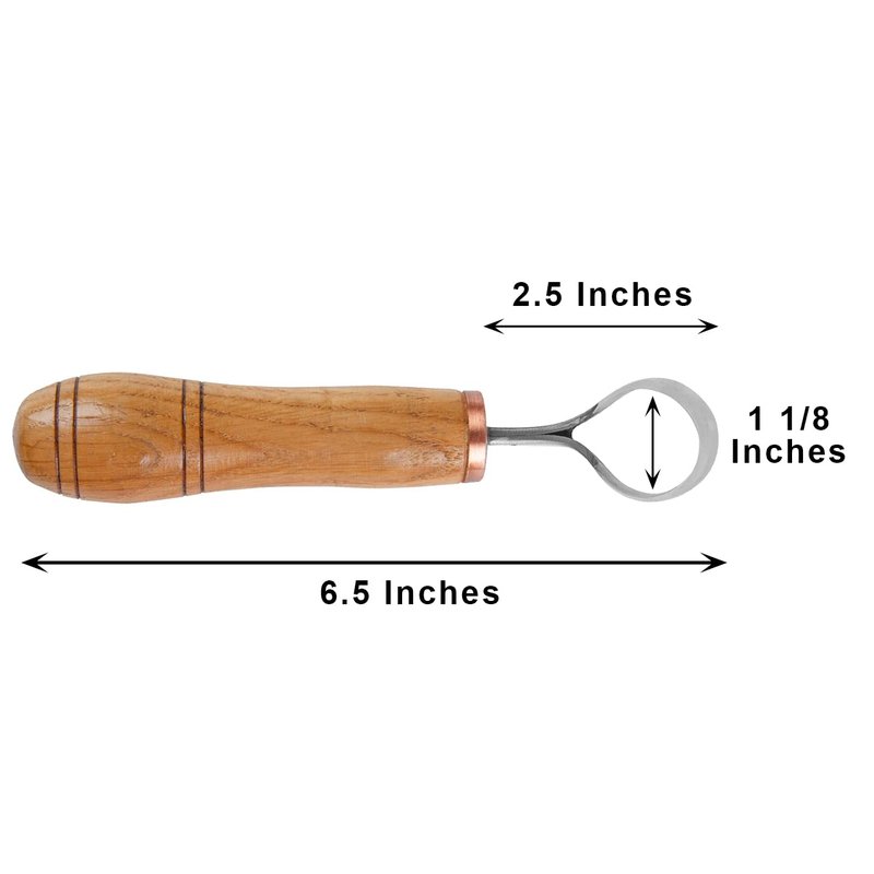 STAMESKY Scorp Knife | Round Carving Tool for Spoons, Bowls, and Cups | Spoon Bowl Carving Tools | for Beginners | Oak Wood Handle with Carbon Steel Blade (Angled Full Scorp)