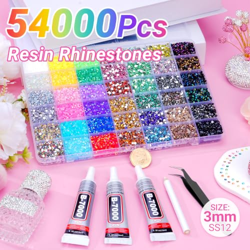 Atifober 54000Pcs Bedazzler Kit with 3mm Rhinestones & Glue