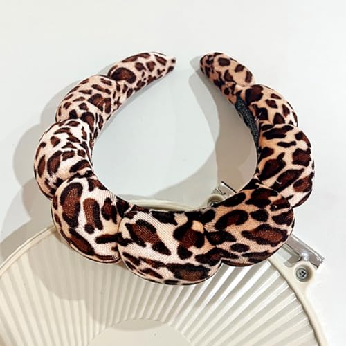 Dolebao Brown Leopard Spa Headbands for Face Washing & Skincare, Soft & Absorbent Makeup Hairbands
