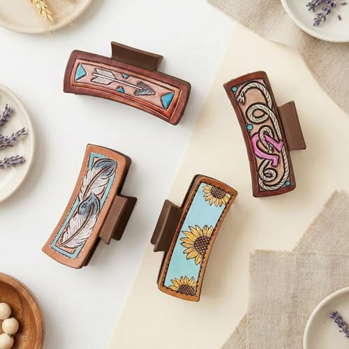 Western Hair Claw Clips Large 4.1 Inch Set for Thick Hair Women Cowgirl Gift