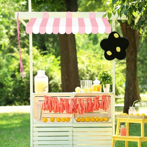 2 Pack Pink and White Circus Awnings - Carnival Decorations for Parties
