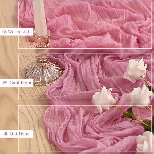 Dusty Rose Cheesecloth Table Runner - 4 Pack, 12FT Rustic Decor