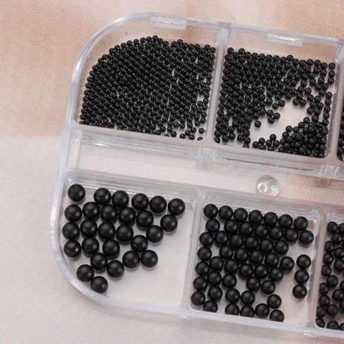 Black Mini Metal Nail Beads 0.8-3mm Caviar Nail Art Accessories DIY Manicure