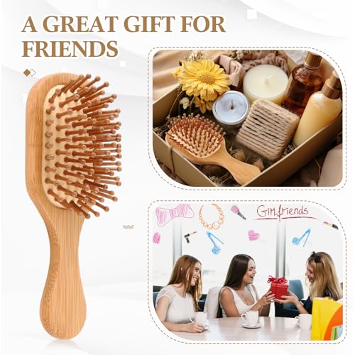 FoldTier Mini Bamboo Hair Brush Pack - 6 Travel Brushes