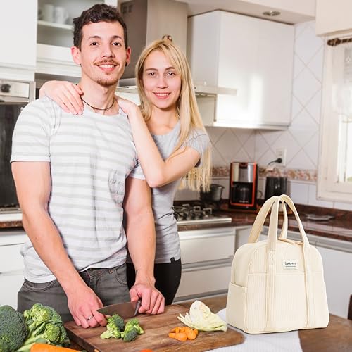 Insulated Lunch Bag for Women - 6-Hour Cooler Tote, 15-Can Capacity, Leakproof Corduroy