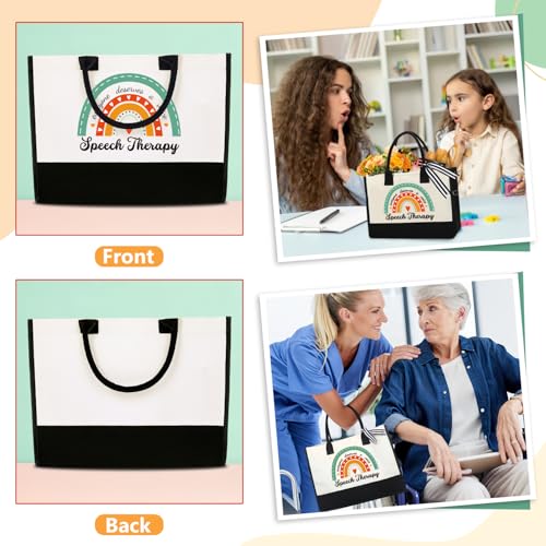 Speech Therapy Gift Set: Floral Canvas Tote, Makeup Bag & Badge Reel