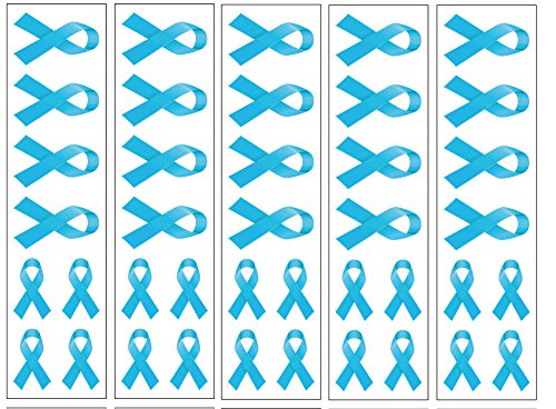 Blue Ribbon Temporary Tattoos for Prostate Cancer & Heart Disease Awareness - 40 Pack