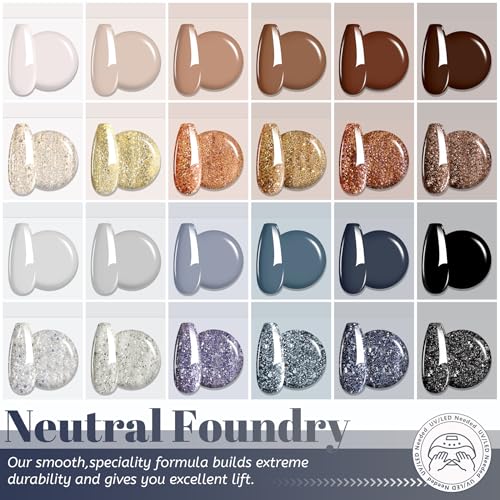 ABAC 24-Color Solid Cream Gel Nail Polish Palette - Glitter & Ombre Set