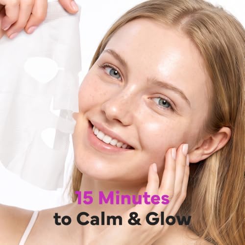 SAM'U Clear Panthenol Chilling Facial Mask with Birch Sap & Xylitol - Vegan Cooling Sheet for Deep Hydration, Sensitive Skin, 5 Sheets