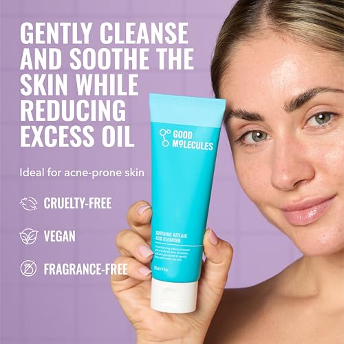 Good Molecules Soothing Azelaic Acid Cleanser - Gentle Vegan Face Wash for Oily & Sensitive Skin, 120 ml