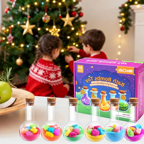 MeCids Magic Potion Bubble Bath Bombs for Kids - Shaped Gems & Stars, Fun Science Gift Set, 6-Pack