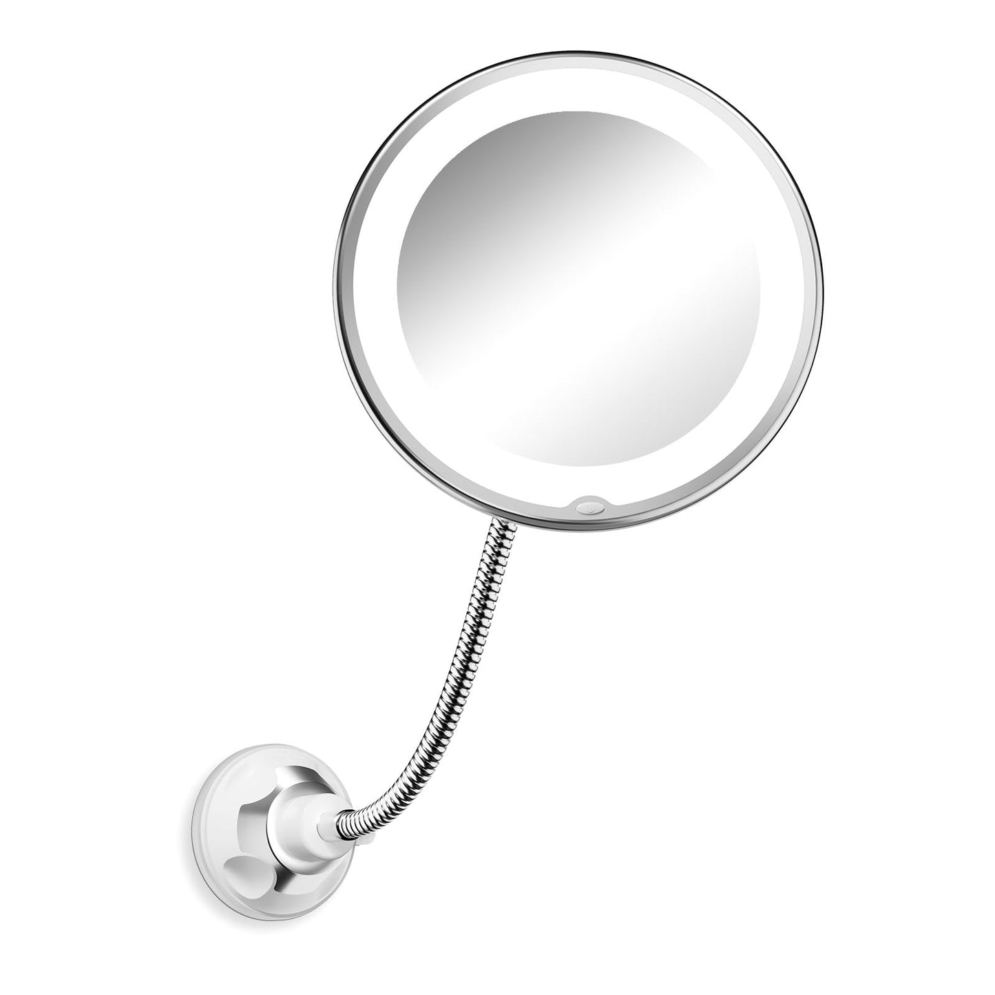 Brightown 10x Magnifying Mirror with Light, Flexible Gooseneck Make up Mirror with Lights and Magnification, Battery Operated Cordless with Suction Cups for Wall Bathroom Silver 1 Lighting