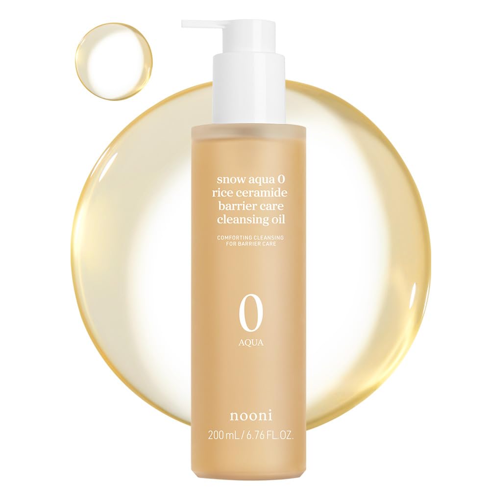 Korean Cleansing Oil - NOONI Snow Aqua Rice Ceramide Makeup Remover | Gentle Facial Cleanser, 6.76 Fl Oz