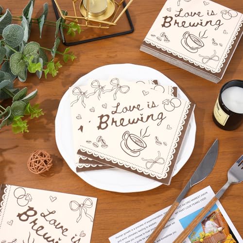 Love is Brewing Cocktail Napkins | 50 Pcs Disposable 3-Ply Paper