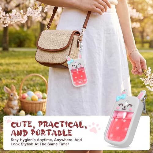 Metyond Rabbit Silicone Hand Sanitizer Case with Keychain for Touchland 1 OZ, Travel Friendly