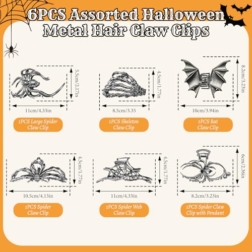Gothic Metal Spider Claw Hair Clips Set - Spooky Halloween Hair Accessories for Women & Girls