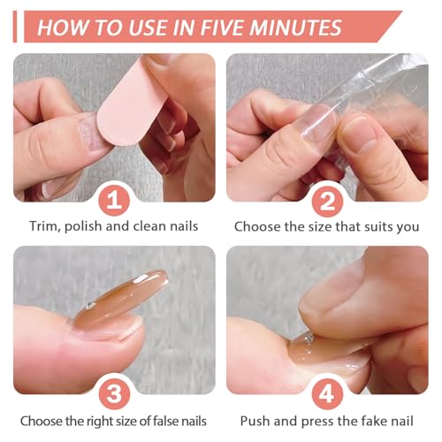 24 Pcs Short Square Press on Nails - Rose Gold Glitter French Tips
