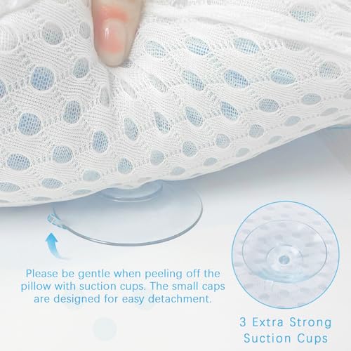 Small White Bathtub Pillow - Ergonomic Neck & Back Support with 3 Suction Cups