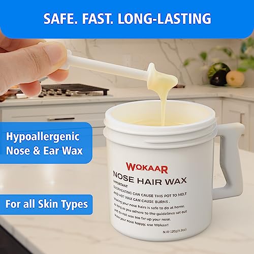 Wokaar Nose and Ear Hair Wax Removal Kit - 120g Wax with 30 Applicators