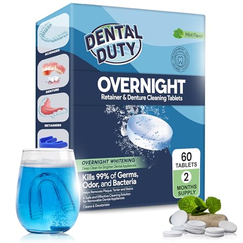 60 Count Overnight Retainer & Denture Cleaning Tablets - Extra Strength Odor & Stain Remover